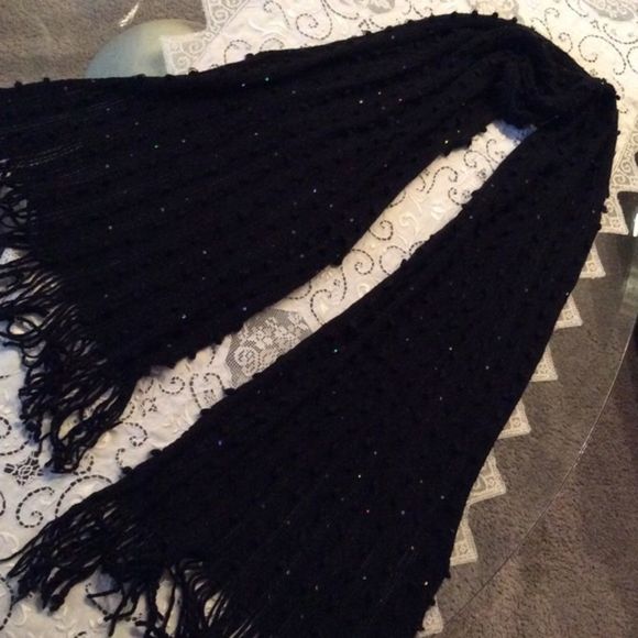 👀 💞knitted scarf💞black with sequins - Picture 1 of 4